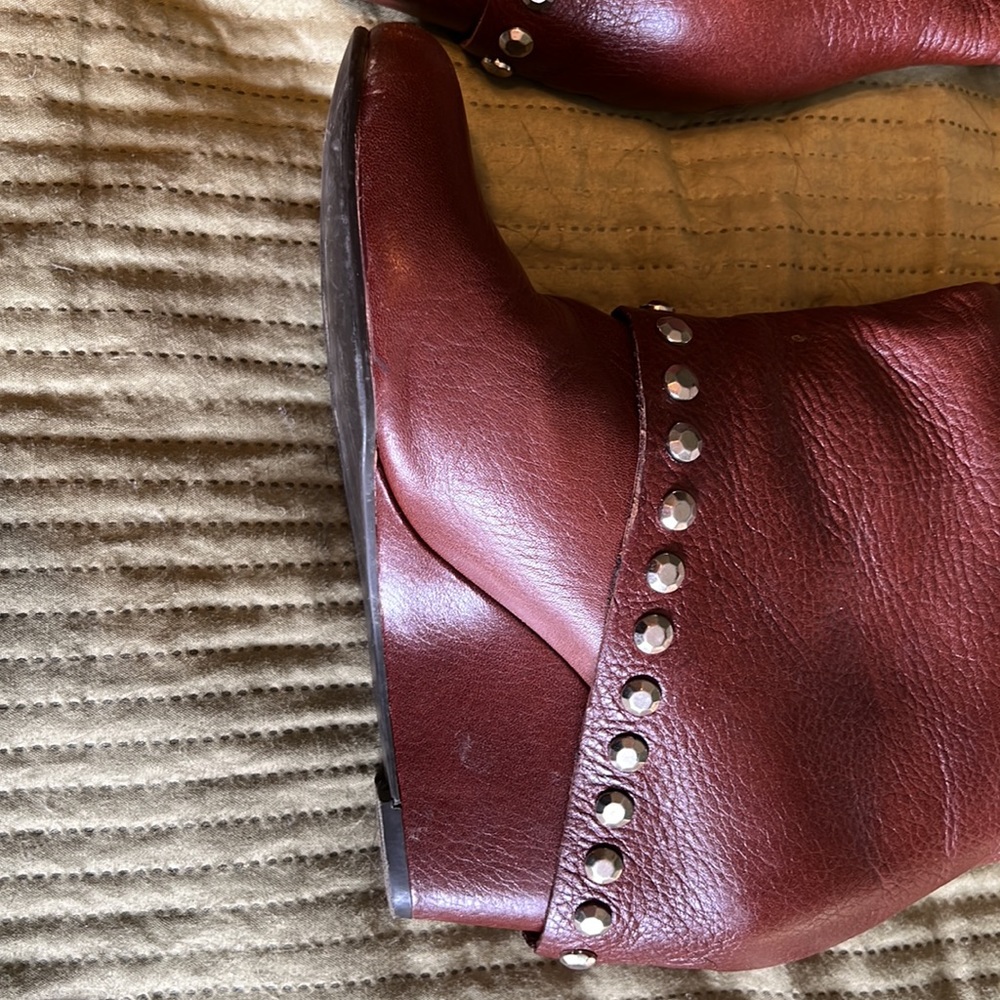 BCBG Brown Ankle Boots with Silver Accents - Picture 2 of 8